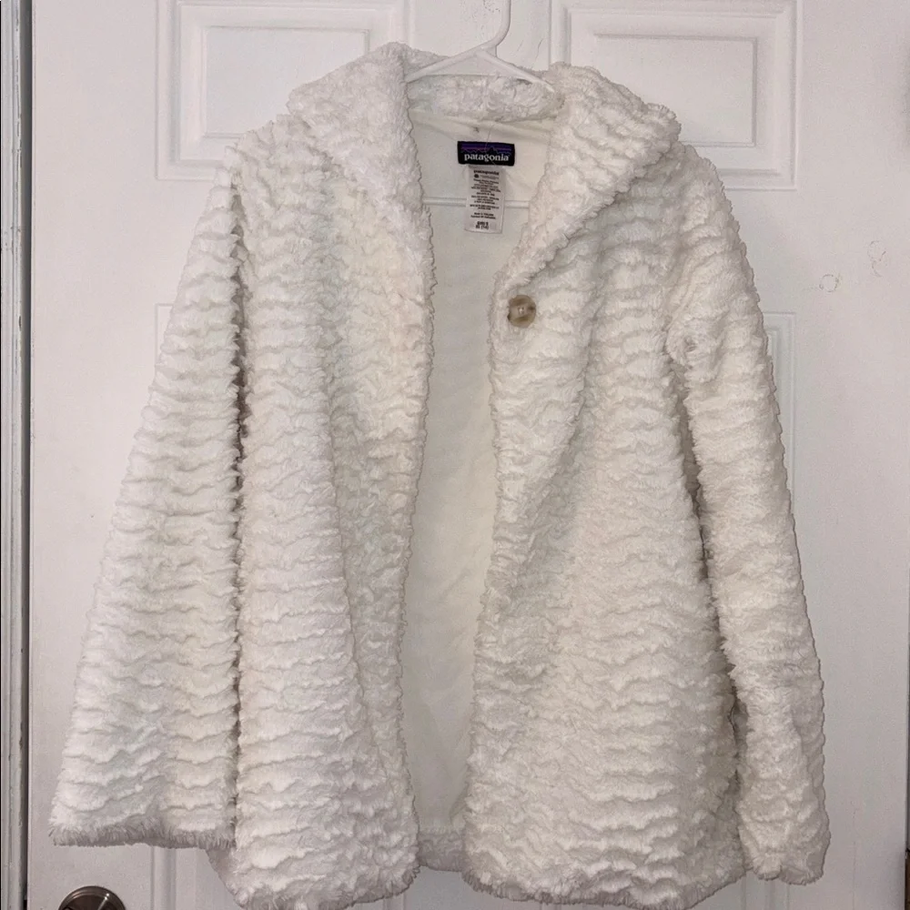 Patagonia Girls Pelage Jacket Birch White High Pile Fleece Teddy Cozy XL 14